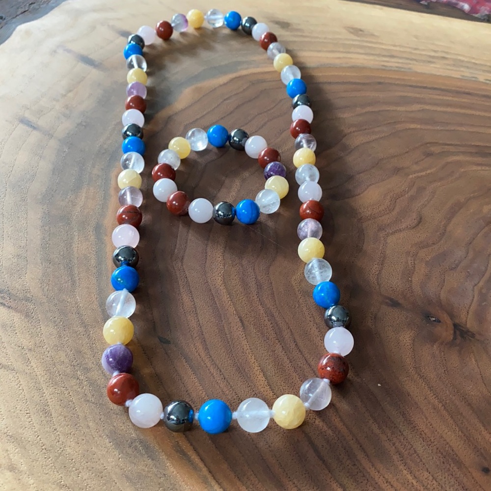 Multi color stone bracelet/necklace set